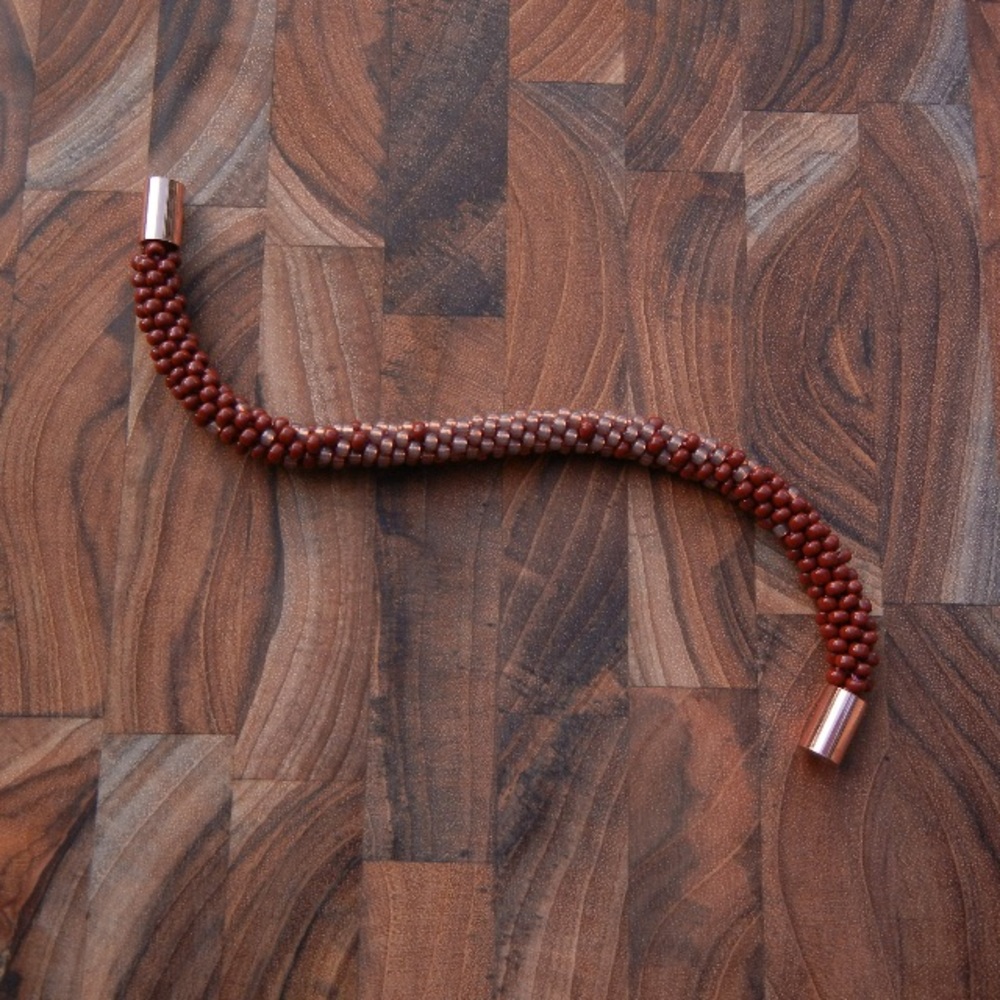 Copper tone Oxblood Seed Bead Bracelet, Handmade Custom Size | Jaded Vine Design - Picture 5 of 6